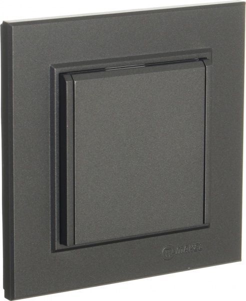 Розетка із заземленням Makel Karea без шторок з кришкою димчастий