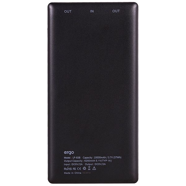 Портативное зарядное устройство Ergo 10000 mAh black (LP-83B)