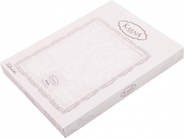 Скатерть с гипюром KDK 140x180 см кремовый Karna 