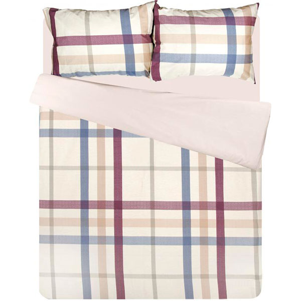 Комплект постільної білизни полуторний Ibodo Клітинка бордо