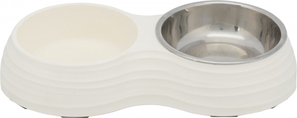 Миска Trixie для собак подвійна біла меламін/метал 2x0.4 л 14 см (25184)