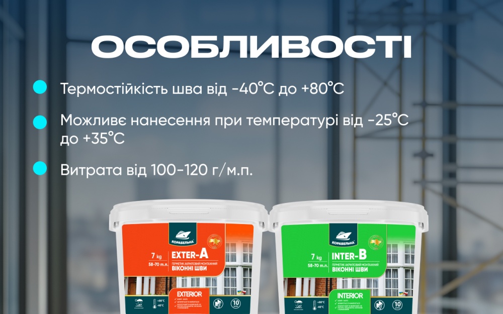 Герметик акриловый КОРАБЕЛЬНА EXTER-A оконные швы белый 1,2 кг