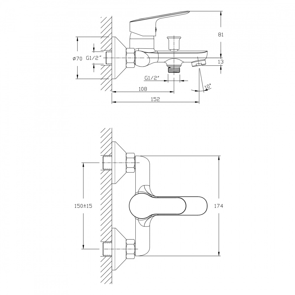 Смеситель для ванны RJ VENUS 2, хром