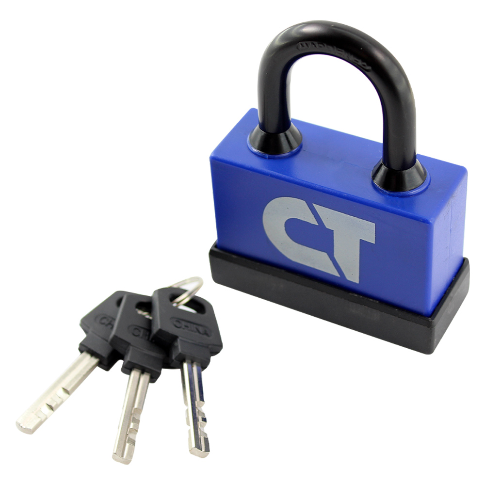Замок навесной Comit 65 мм синий/черный 71070 открытый (амбарный)