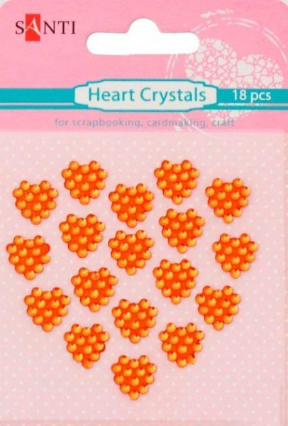 Набір кристалів самоклеючих сердечка помаранчеві 18 шт.