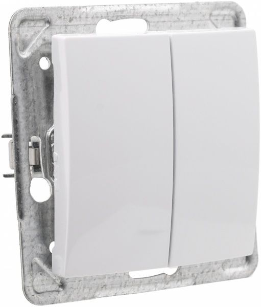 Выключатель проходной двухклавишный Ospel Impresja без подсветки 16 А 250В IP20 белый LP-10Y/m/00