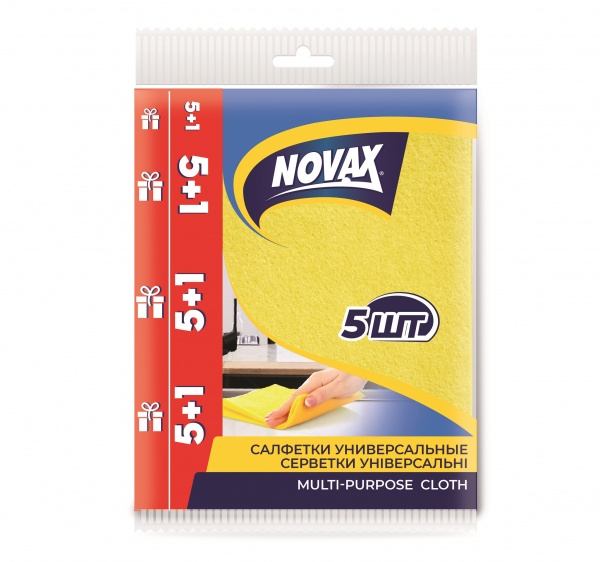 Салфетка универсальная Novax 30x34 см 6 шт./уп. / желтый
