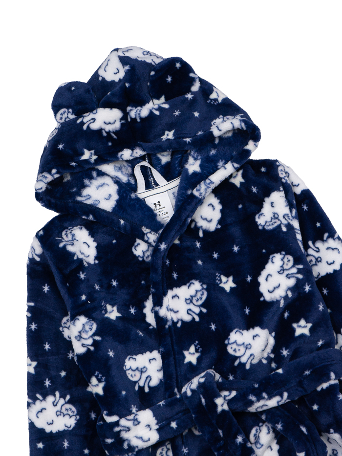 Халат дитячий для дівчаток Маленькі люди Овечки р.122-128 синій 0164