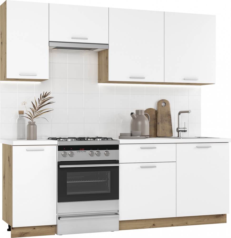 Кухня Грейд Кира ДСП 2,2мбелый/дуб артизан