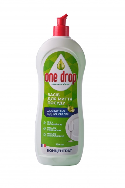 Средство для ручного мытья посуды ONE DROP Яблоко 0,75л