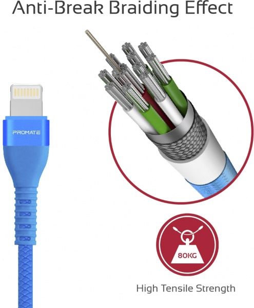 Кабель Promate Vigoray-I USB-Lightning 2А 1,2 м синий (vigoray-i.blue) 
