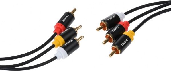 Кабель 2E 1,8 м чорний W 9670 3RCA Plug -3RCA Plug Al 