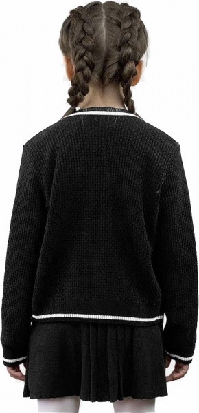 Кофточка детская для девочки ART KNIT герда xерная с белой полоской р.140 [019] Black/white 022645 