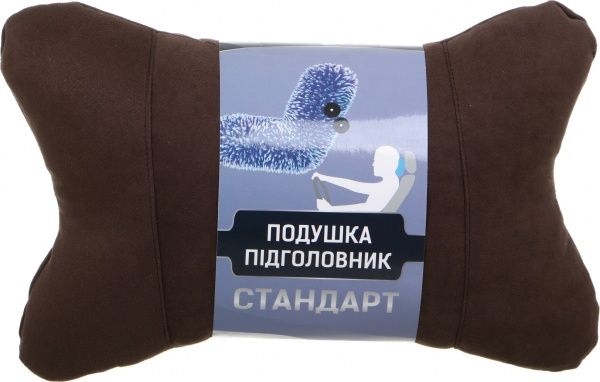 Подушка автомобильная Standart коричневая ткань/велюр 29x18x5 