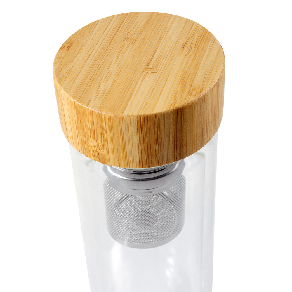 Пляшка для води Arino з фільтром, бамбукова кришка, 500 мл