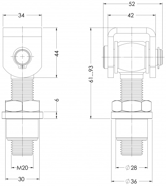 Петля STOREHOUSE SHFE-01.04 М20 d20 68мм цинк универсальная 1 шт.