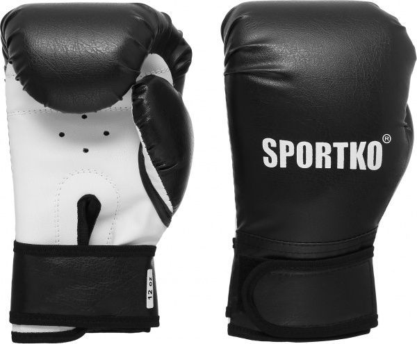Боксерські рукавиці SPORTKO 12oz чорний із білим