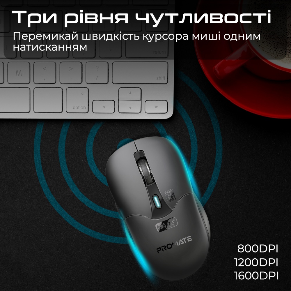 Мышь Promate Samo Wireless black (samo.black)
