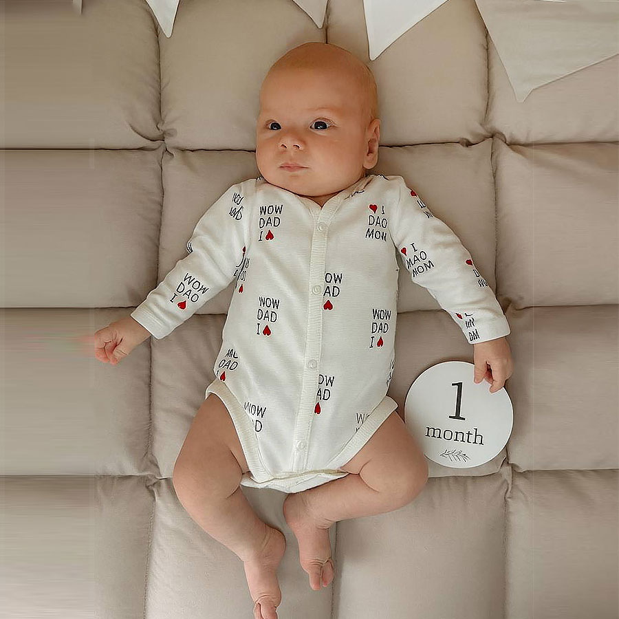 Боді дитяче унісекс Blanka Люблю тата маму р.56-62 бежевий 110864