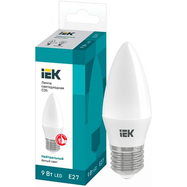 Лампа світлодіодна IEK 9 Вт C35 матова E27 220 В 4000 К 