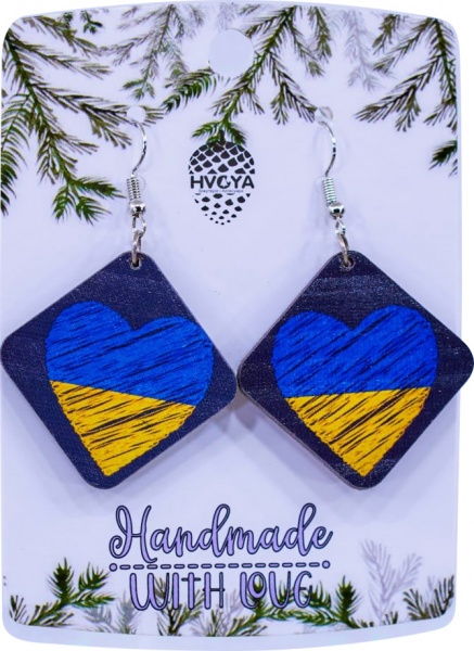 Серьги Сердце Украины 3,9x3,9 см S-2222