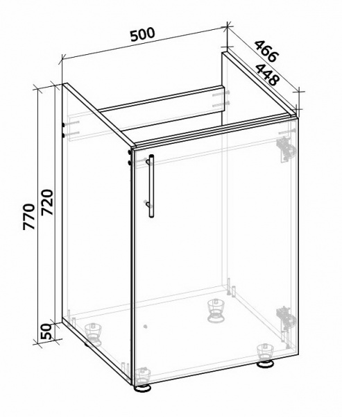 Тумба підлогова Грейд 50 см під умивальник дуб сонома