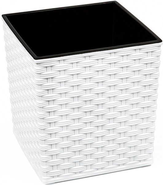 Горшок Lamela Юка 400 ротанг квадратный белый 