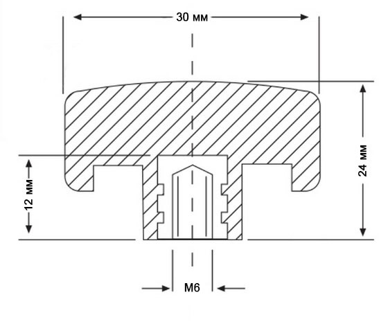 Гайка ручка D 30 мм М6 1 шт шестиугольная