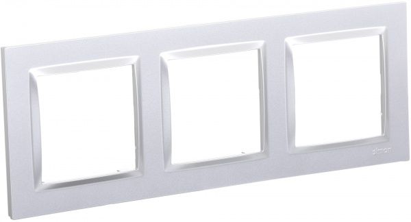 Рамка трехместная Simon 10 универсальная серебряный CR3/43