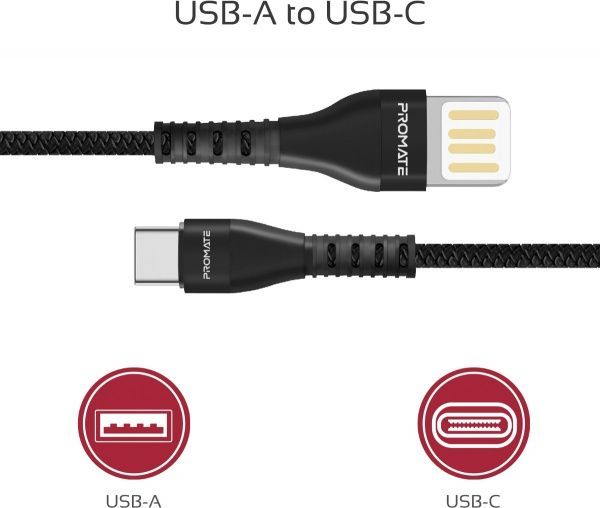 Кабель Promate USB Type-C – USB 1,2 м чорний (vigoray-c.black) 