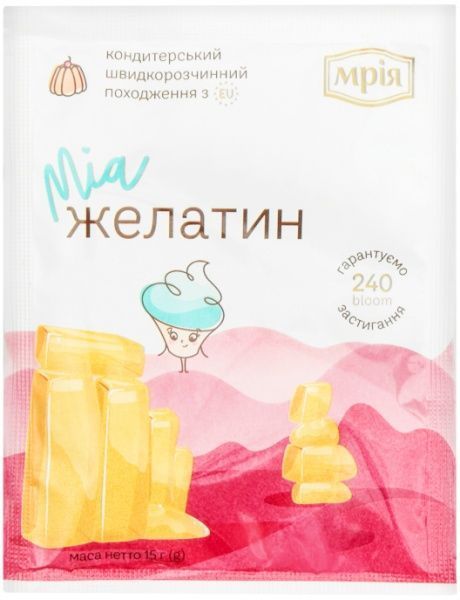 Желатин пищевой (4820154832908) 15 г ТМ Мрія 