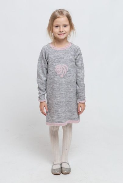 Туніка для дівчаток ART KNIT Серце р.98-104 сірий із рожевим 