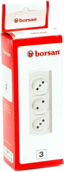 Колодка Borsan без заземления 3 гн. белый BR-1543-0 