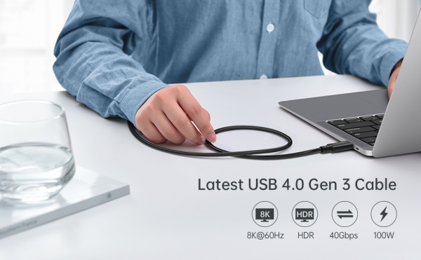 Кабель Choetech XCC-1028-BK, USB4 (40Gbps) Power Delivery 100 Вт, 8K@60Hz 0,8 м black (XCC-1028-BK) 