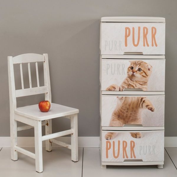 Комод универсальный Vivendi CAT на 4 ящика кремовый 940x450x390 мм