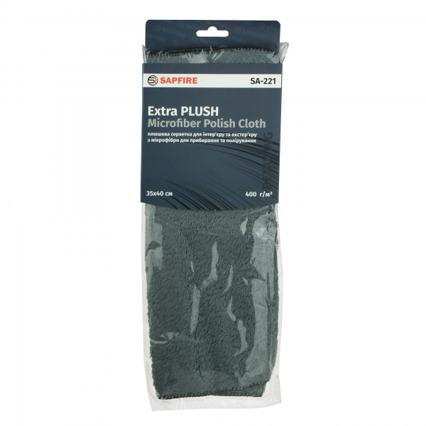 Серветка полірувальна плюшева з мікрофібри 35x40 см Sapfire Extra Plush Microfiber Polish Cloth SA-221 1 шт.