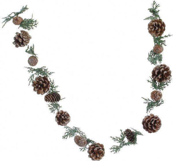 Декорация новогодняя Гирлянда с шишками и ягодами заснеженная 100 см EPI-C6155784