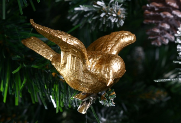 Подвеска Птичка 3Д 6х6х4 см золото