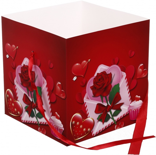 Коробка складная Цветы/сердца 20x20x20 см (EBXM9850)