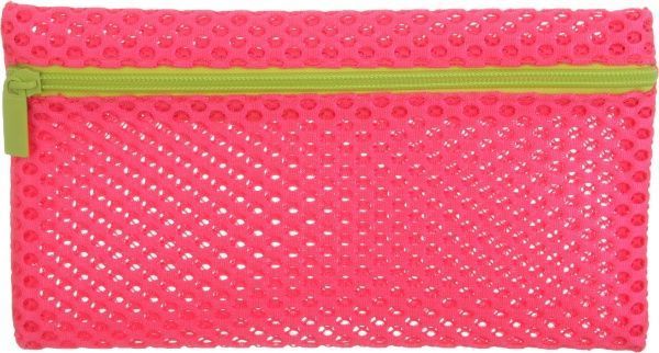 Пенал школьный 23х13.5 см неон розовый