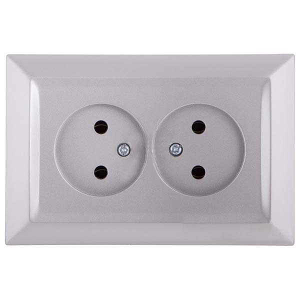 Розетка подвійна Underprice Vesta срібло