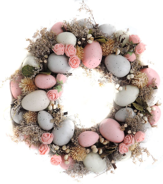 Декорация пасхальная венок розово-фиолетовый 30 см