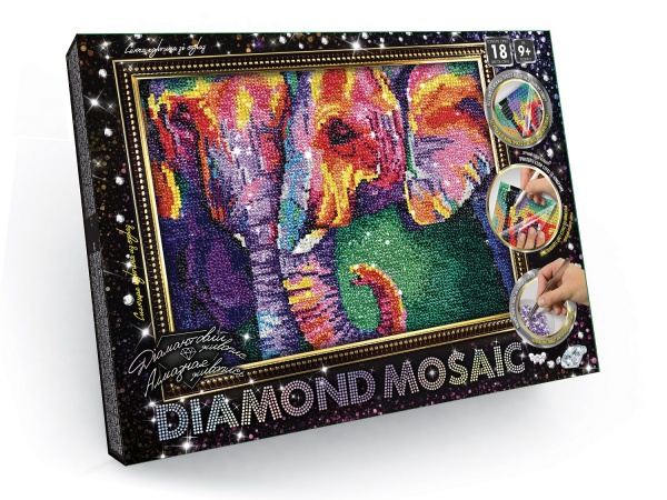 Набор для творчества Danko Toys Бриллиантовая живопись DIAMOND MOSAIC А4 с.2 №5 Слоны DM-03-05