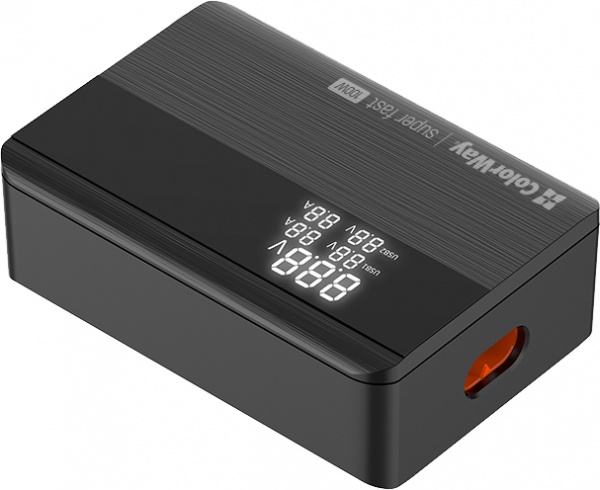 Сетевое зарядное устройство ColorWay Power Delivery GaN (2USB-A+2USB TYPE-C) (100W) черный