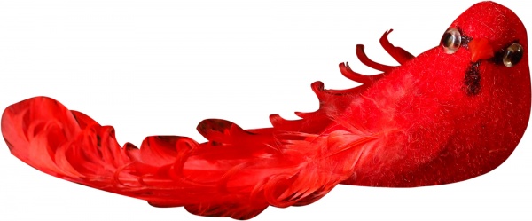 Ялинкова іграшка Пташка червона 10 см 