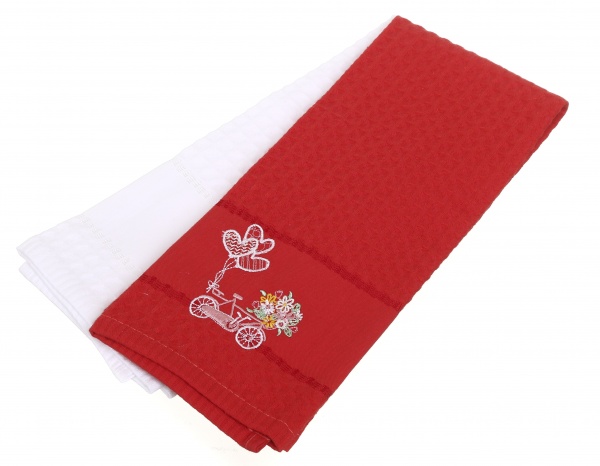 Набір рушників вафельних з вишивкою Все буде добре (1 шт.) + без вишивки (1 шт.) різнокольоровий La Nuit 