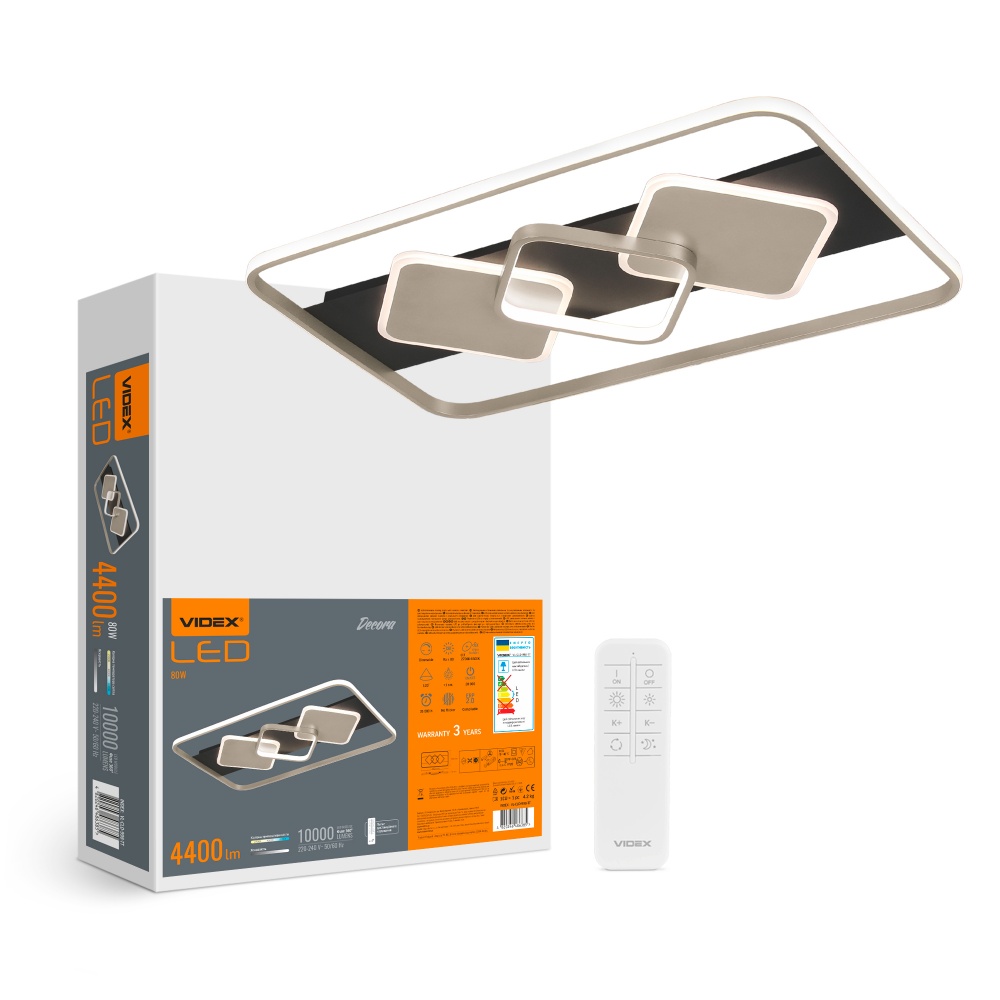 Люстра потолочная Videx DECORA 1x52 Вт белый с черным 28274