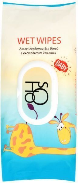 Детские влажные салфетки Soho с клапаном 60 шт.