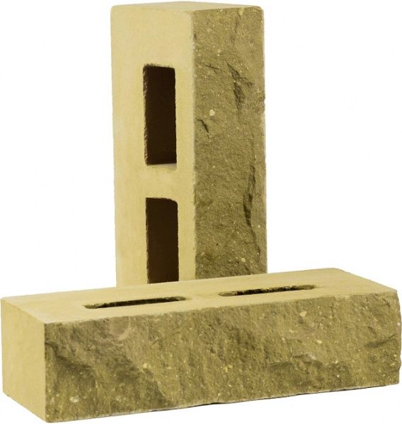 Кирпич гиперпрессованный РУБЕЛЭКО Дикий камень пустотелый песчаник (КСПА2) желтый