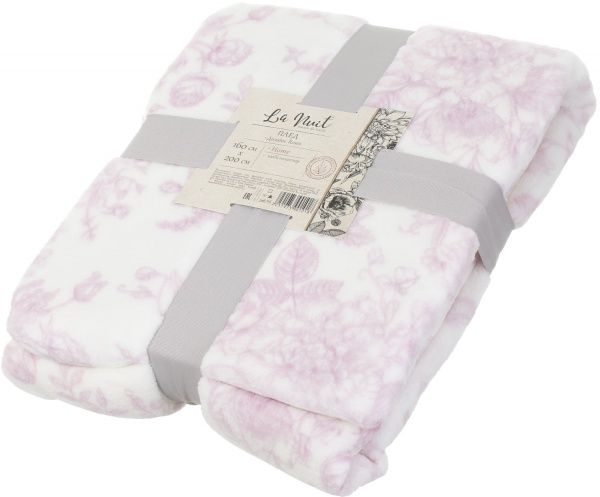 Плед Flannel Roses 160x200 см белый с розовым La Nuit 